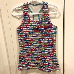 Ivivva White Racerback Tank top with Colourful Words